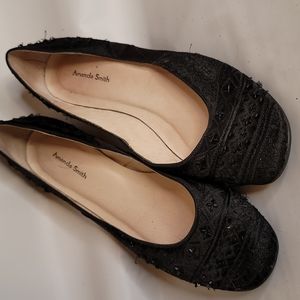 Black beaded flats